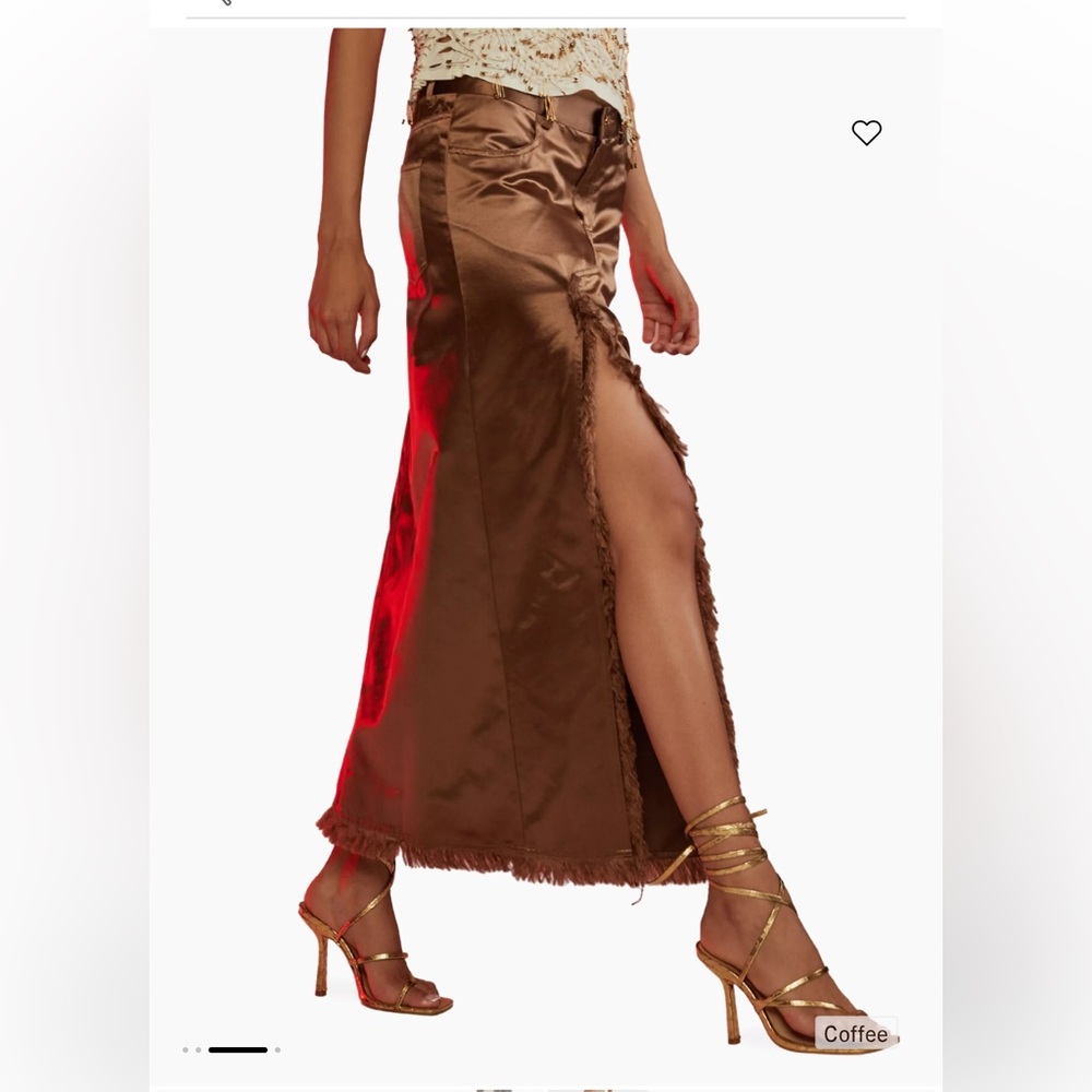 COPY - Cynthia Rowley Satin Skirt with High Split - Coffee Color